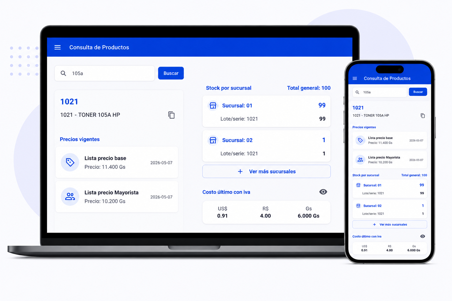Consulta de productos en Cody ERP